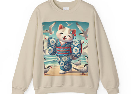 Geisha Kitten by the Seaside Heavy Blend™ Crewneck Sweatshirt