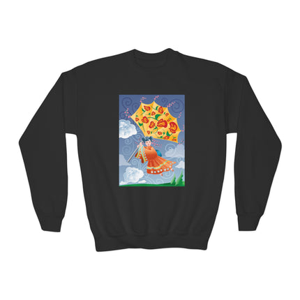Flight of Blossoms Youth Crewneck Sweatshirt – Freedom, Imagination & Joyful Flight