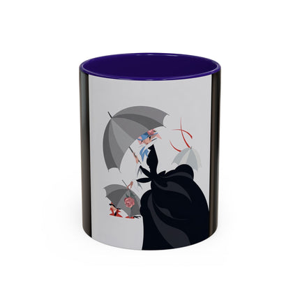 The Lady of Silver Umbrellas Colorful Mug (11oz, 15oz) – Art Deco Mystery, Elegant Fashion & Silver Dreamscape