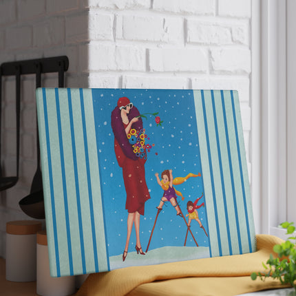 Snowfall & Couture Glass Cutting Board
