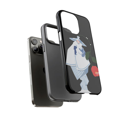Blue & White Porcelain Geisha Phone Case – Elegant Mystery & Floral Grace