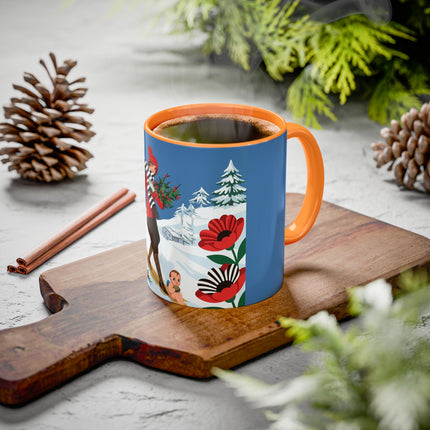 🎿🎄 The Christmas Holly Skier Colorful Mug – Whimsical Holiday Fantasy