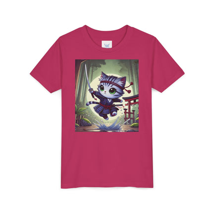 Moonlit Samurai Kitty Youth Short Sleeve Tee
