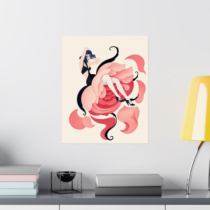 🌹🖤 The Lady Of The Midnight Rose Matte Vertical Poster – Art Deco Floral Fashion