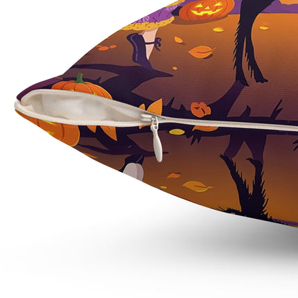 🎃🕯️ Moonlit Pumpkin Masquerade Square Pillow – Whimsical Halloween Charm