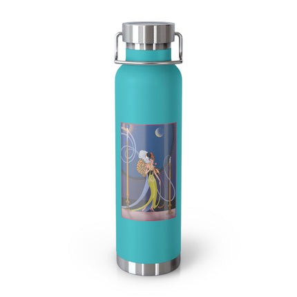 Smoke and Secrets: A Glamorous Encounter in Prohibition Era Copper Vacuum Insulated Bottle, 22oz