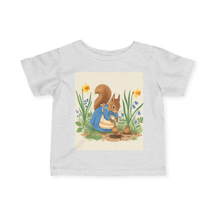 🐿️🌼 The Little Spring Garden Squirrel Infant Fine Jersey Tee – Whimsical Woodland Charm