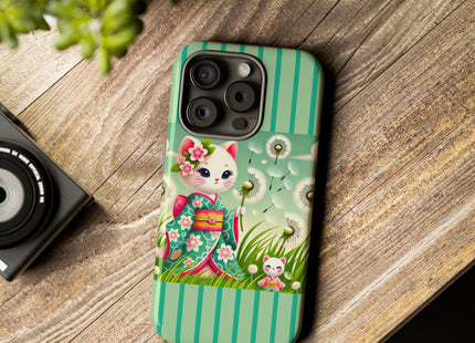 Geisha Kitten and the Dandelion Phone Cases