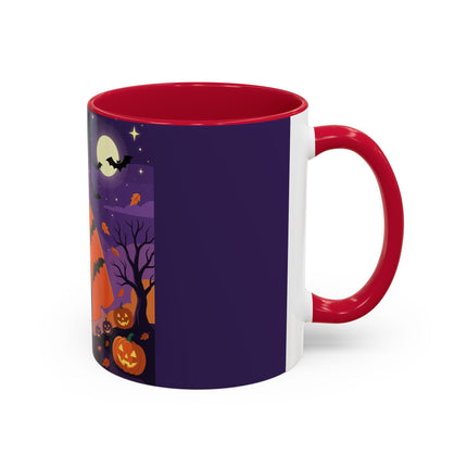 🎃🌕 The Pumpkin Moon Enchantress Colorful Mug – Elegant Halloween Masquerade