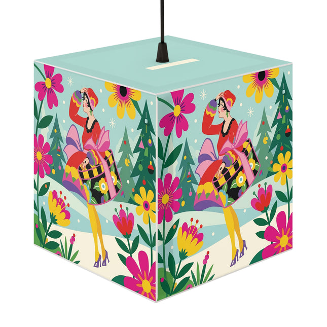 🌸🎄 Christmas In The Winter Garden Light Cube Lamp – Whimsical Holiday Fantasy
