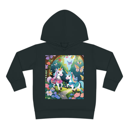 Baby Unicorns and Fluttering Butterflies Toddler Pullover Fleece Hoodie