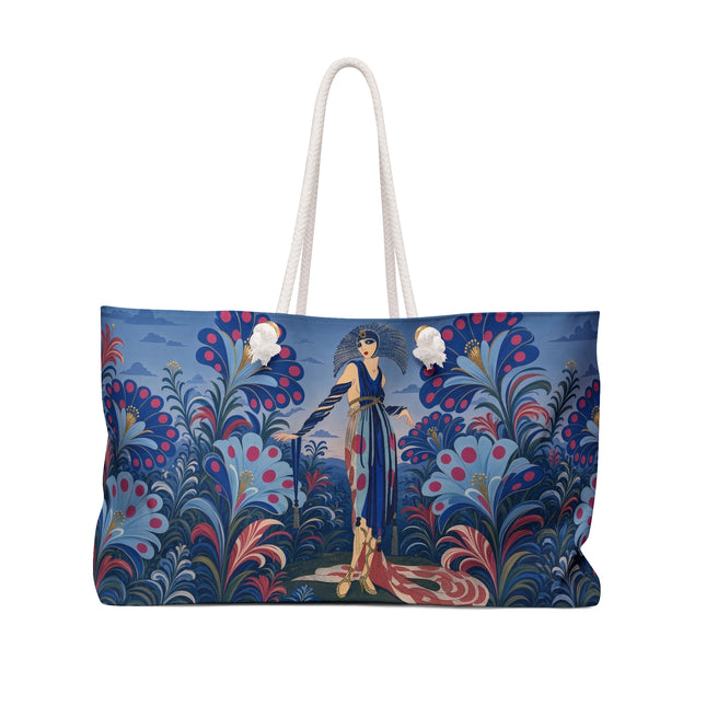 💙🌸 The Sapphire Polka Dot Garden Dancer Weekender Bag – Art Deco Floral Elegance