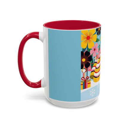 🌼🎄 The Christmas Blossom Belle Colorful Mug – Colorful Art Deco Holiday Fantasy