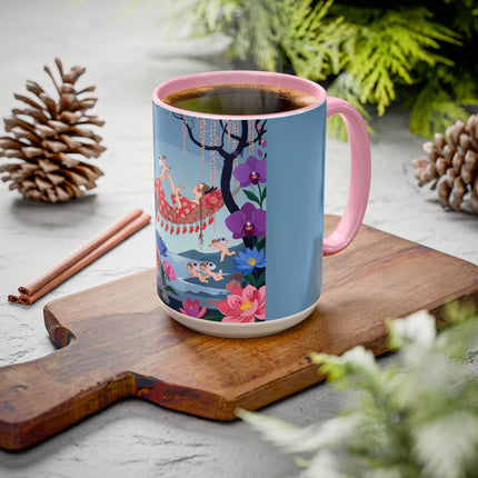 The Ladies Of The Enchanted Hammock Colorful Mugs – Art Deco Whimsical Garden Elegance