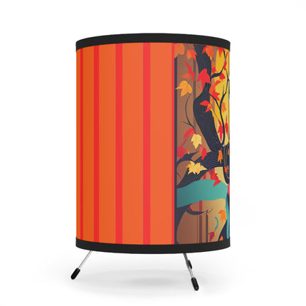 Black Cat in Kimono Tripod Lamp
