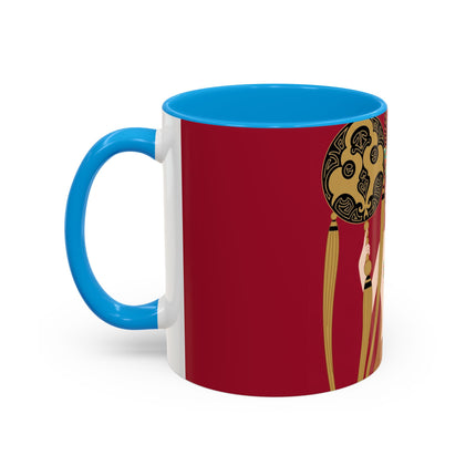 Butterfly Empress of the Crimson Pavilion Colorful Mug (11oz, 15oz) – Art Deco Beauty, Butterfly Elegance & Ornamental Style