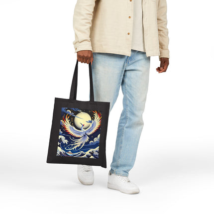 Majestic White Crane Cotton Canvas Tote Bag