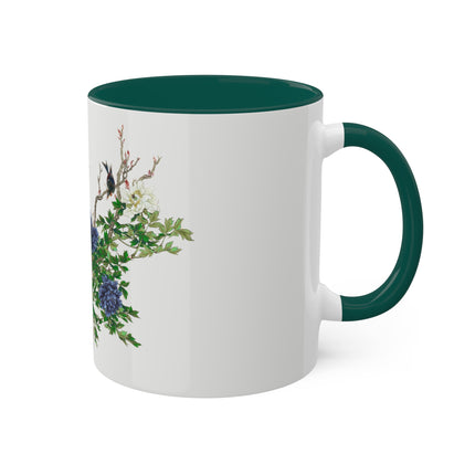 Peonies and Birds by Okamoto Shuki Colorful Mugs, 11oz