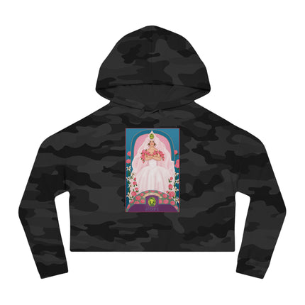 August & Peridot (from the Gem Series) by Sofia Chiostri Women’s Cropped Hooded Sweatshirt