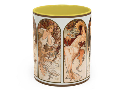 The Seasons by Alphonse Maria Mucha Colorful Mugs (11oz, 15oz)