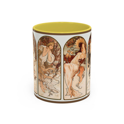 The Seasons by Alphonse Maria Mucha Colorful Mugs (11oz, 15oz)
