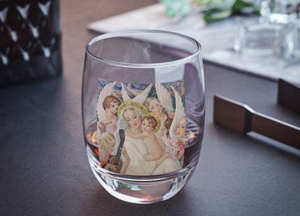 Madonna with Child Surrounded by Musical Angels by Gerda Wegener Whiskey Glass