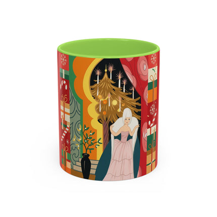 ❤️ The Lady Of The Candlelit Christmas Alcove Colorful Mug – Art Deco Holiday Elegance