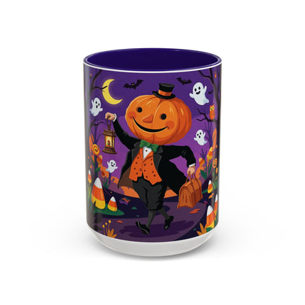 🎃🏮 The Pumpkin Gentleman's Moonlit Stroll Colorful Mug – Whimsical Halloween Charm