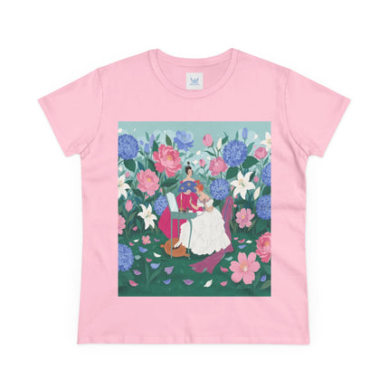 💎🌸 The Lady Of The Jeweled Garden Cotton Tee – Art Deco Floral Elegance
