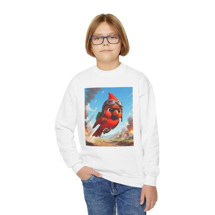 Cardinal Dive Bomber Youth Crewneck Sweatshirt – Action, Courage & High-Flying Adventure