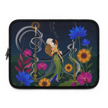🌙🌻 The Lady Of The Midnight Garden Laptop Sleeve – Art Deco Floral Fantasy