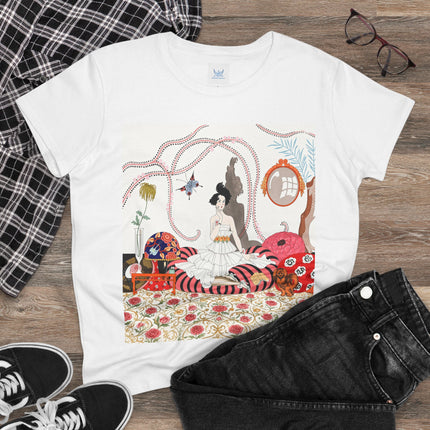 🌹🐕 The Rose Salon Companion Cotton Tee – Art Deco Fashion & Dog Elegance