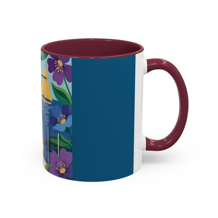 The Lady Of The Golden Horizon Colorful Mugs – Art Deco Coastal Elegance