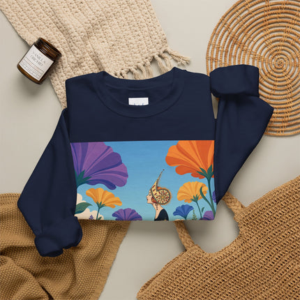 🌺🧡 The Lady Of The Golden Garden Crewneck Sweatshirt – Art Deco Fashion Fantasy