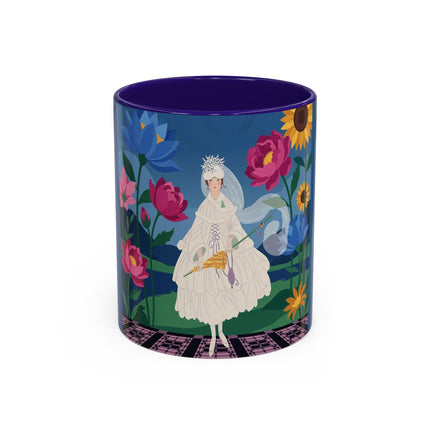 The Lady Of The Golden Parasol Colorful Mugs – Art Deco Botanical Elegance