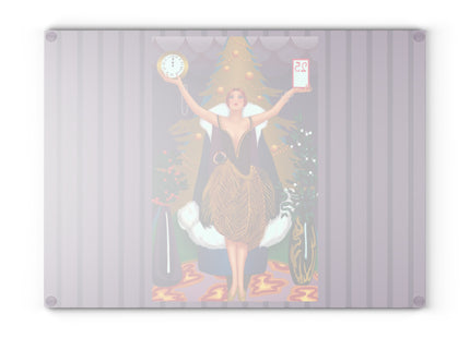 Countdown to Christmas Elegance Glass Cutting Board