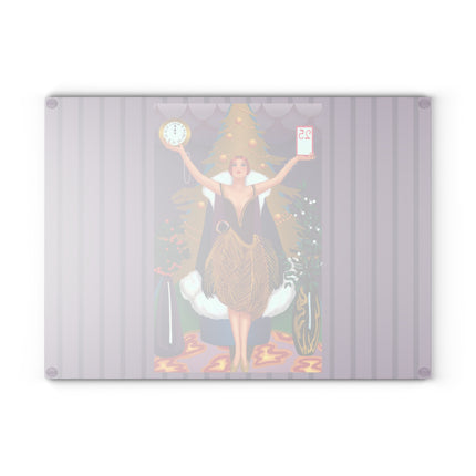 Countdown to Christmas Elegance Glass Cutting Board