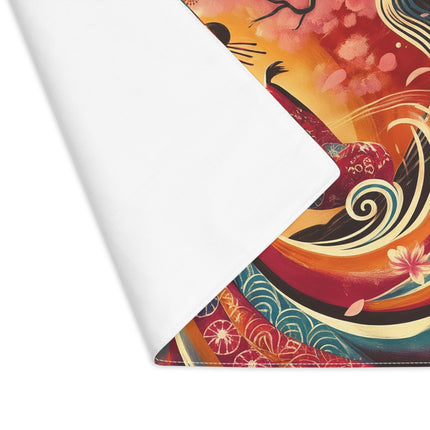 🌸🕊️ Fairy and Stork Beneath the Cherry Blossoms Placemat – Enchanted Japanese Garden Fantasy