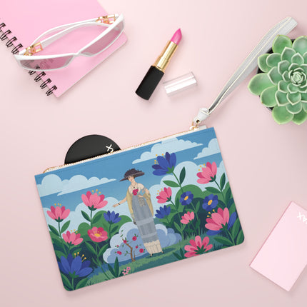 🌸🎩 The Lady Of The Grand Flower Garden Clutch Bag – Art Deco Fashion Illustration
