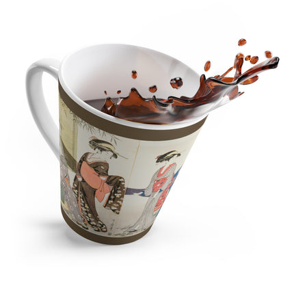 Drying and Stretching Cloth by Kitagawa Utamaro Latte Mug