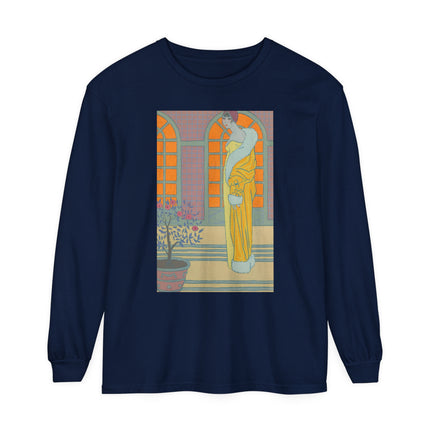 Sur Les Marches Du Jardin by Georges LePape Garment-dyed Long Sleeve T-Shirt