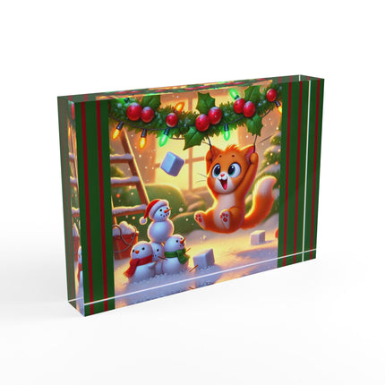 Naughty or Nice Kitten Christmas Scented Acrylic Art Block