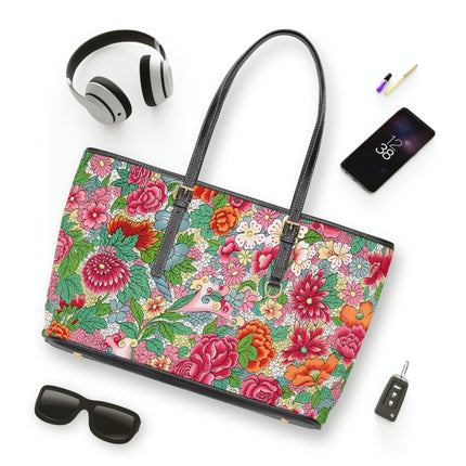 Colorful Flower Pattern by Owen Jones PU Leather Shoulder Bag