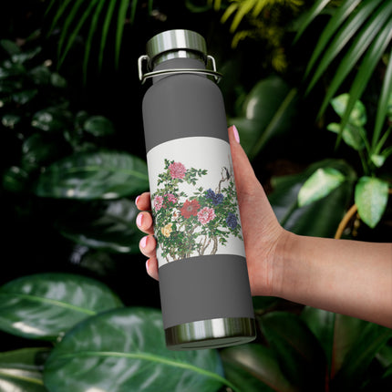 Peonies and Birds by Okamoto Shuki Copper Vacuum Insulated Bottle, 22oz