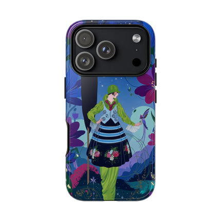 🌸🐦 The Lady Of The Midnight Bird Garden Phone Case – Art Deco Floral Fantasy