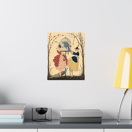 🦚🌸 The Garden Of The Exotic Birds Matte Vertical Poster – Art Deco Fashion Whimsy