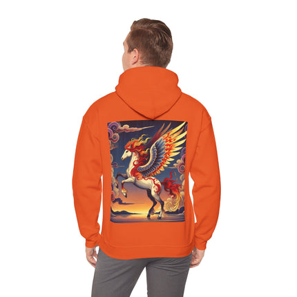 Flame-Winged Horse at Sunset – Heavy Blend™ Hooded Sweatshirt