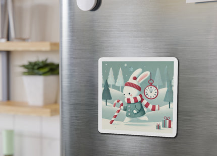 Candy Cane Timekeeper Bunny Die-Cut Magnets (5 Sizes)