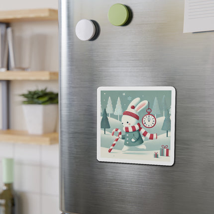 Candy Cane Timekeeper Bunny Die-Cut Magnets (5 Sizes)
