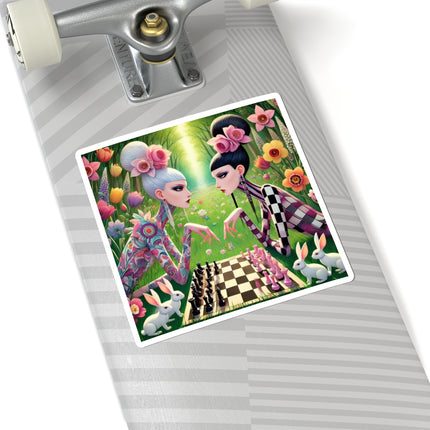 ♟️🌸 Spring Gambit: A Fairy’s Move Kiss-Cut Sticker – Whimsical Chess & Spring Magic